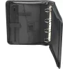 JÜSCHA RIMINI carpeta de conferencia con cremallera A4 piel sintética negra con compartimento para bloc, tarjeteros, trabilla para bolígrafo, bolsa para smartphone