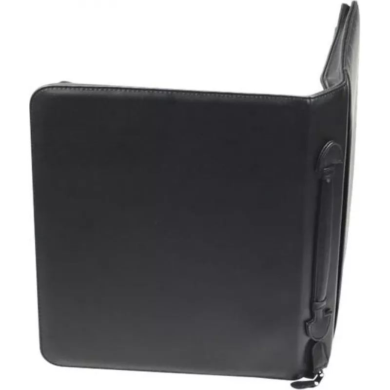 JÜSCHA RIMINI carpeta de conferencia con cremallera A4 piel sintética negra con compartimento para bloc, tarjeteros, trabilla para bolígrafo, bolsa para smartphone