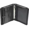 JÜSCHA RIMINI carpeta de conferencia con cremallera A4 piel sintética negra con compartimento para bloc, tarjeteros, trabilla para bolígrafo, bolsa para smartphone