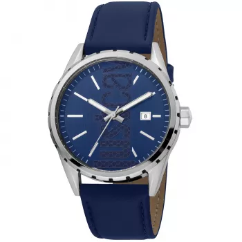 JUST CAVALLI MAN JC1G082L0095 42mm reloj analógico de cuarzo con esfera azul y correa de piel
