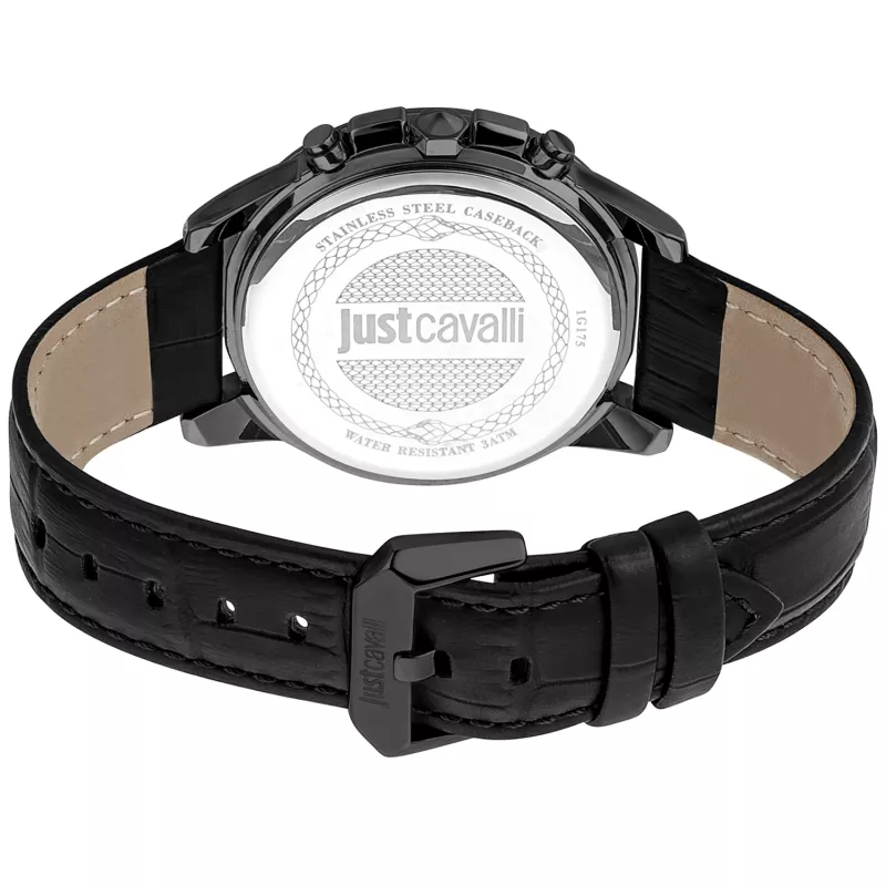 JUST CAVALLI MAN JC1G175L0245 Reloj de cuarzo analógico 42mm esfera azul correa de piel marrón
