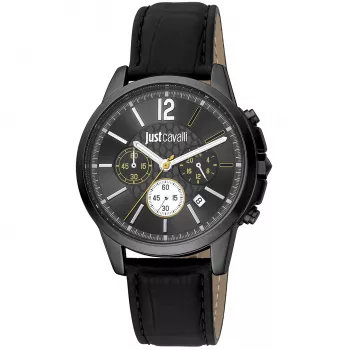 JUST CAVALLI MAN JC1G175L0245 Reloj de cuarzo analógico 42mm esfera azul correa de piel marrón