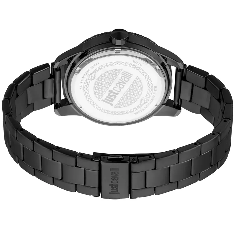 JUST CAVALLI MAN JC1G179M0085 Reloj 42mm cuarzo analógico esfera azul correa de malla de acero inoxidable
