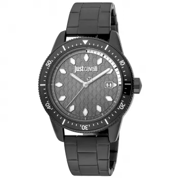 JUST CAVALLI MAN JC1G179M0085 Reloj 42mm cuarzo analógico esfera azul correa de malla de acero inoxidable