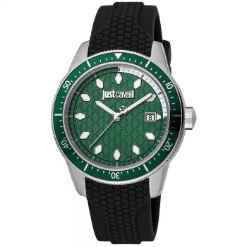 JUST CAVALLI MAN JC1G179P0015 42mm reloj analógico de cuarzo - esfera negra, correa de piel