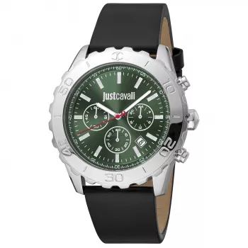 JUST CAVALLI MAN JC1G214L0015 46mm Reloj analógico de cuarzo esfera negra correa de piel negra