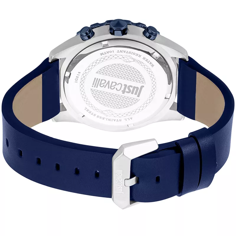Reloj JUST CAVALLI MAN JC1G214L0045 44mm esfera azul correa de piel