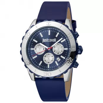 Reloj JUST CAVALLI MAN JC1G214L0045 44mm esfera azul correa de piel