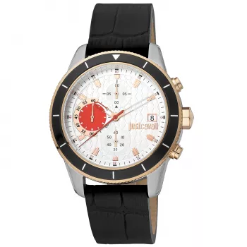 Reloj analógico de cuarzo JUST CAVALLI MAN JC1G215L0035 42mm esfera negra correa de piel negra