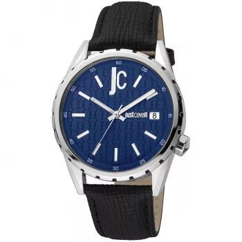 JUST CAVALLI Reloj de cuarzo analógico hombre JC1G217L0025 42mm esfera azul correa de piel azul