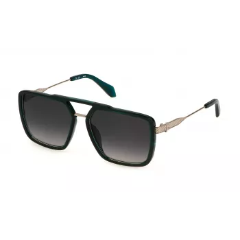 JUST CAVALLI Gafas de sol para hombre SJC040-580G61 - Montura geométrica de plástico con lentes de policarbonato, protección UV400, 58 mm de ancho de lente