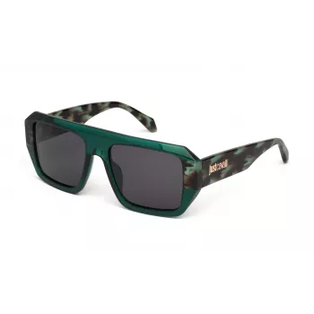 JUST CAVALLI Gafas de sol rectangulares unisex SJC101V5507LG Havana acetato marrón lente degradada 55/18/145 mm