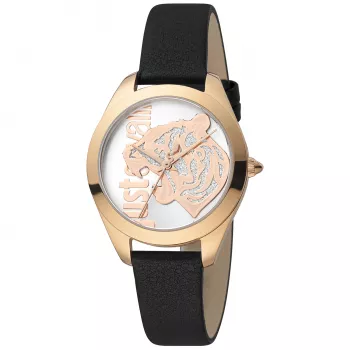 Reloj de mujer JUST CAVALLI JC1L210L0025 32mm cuarzo analógico - esfera plateada, piel marrón