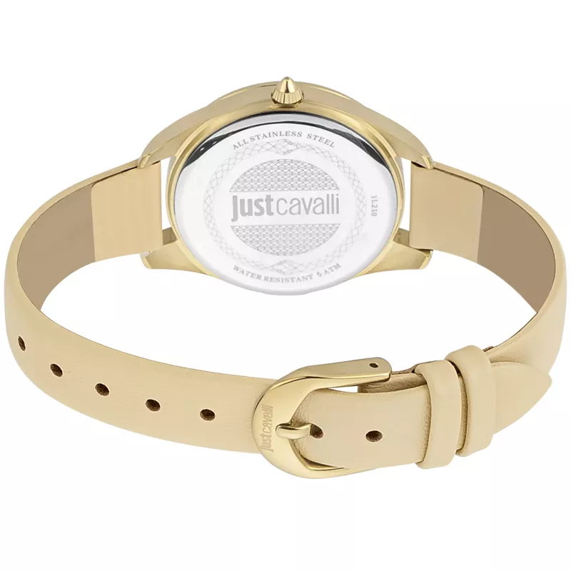 Reloj de mujer JUST CAVALLI JC1L210L0015 32 mm esfera plateada correa de piel marrón