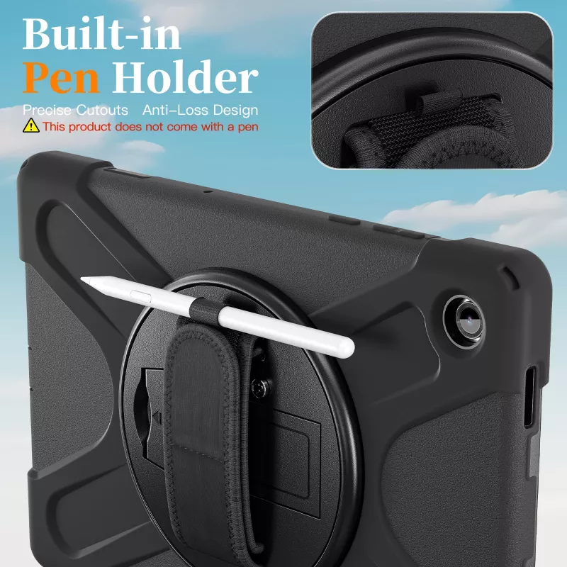 JUST MUST JM Rugged Case Grip para Samsung Galaxy Tab A11+ con correa de transporte negro