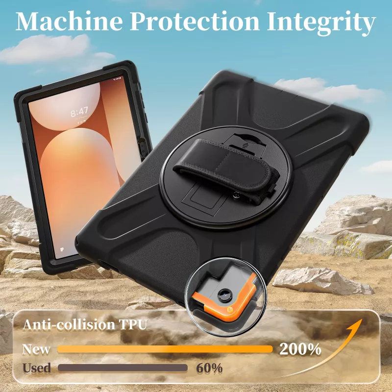 JUST MUST JM Rugged Case Grip para Samsung Galaxy Tab A11+ con correa de transporte negro