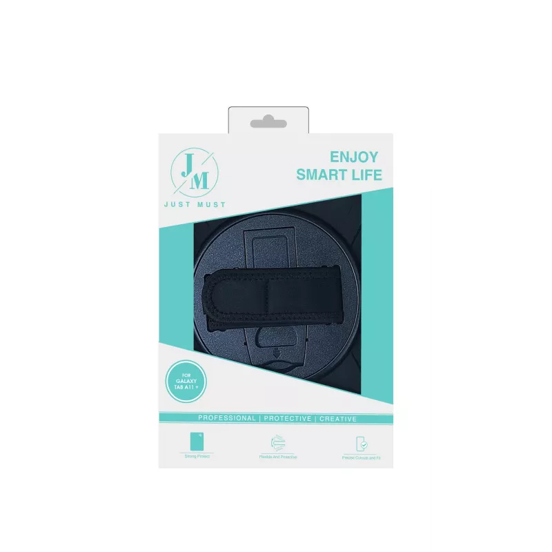 JUST MUST JM Rugged Case Grip para Samsung Galaxy Tab A11+ con correa de transporte negro