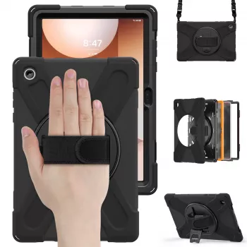 JUST MUST JM Rugged Case Grip para Samsung Galaxy Tab A11+ con correa de transporte negro