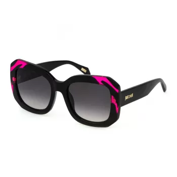 JUSTCAVALLI mujer SJC085-5409P2 gafas de sol cuadradas, montura havana marrón, cristales polarizados marrones, 54mm