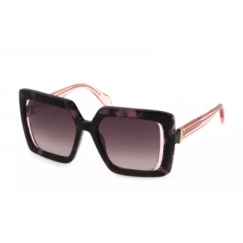 JUSTCAVALLI Gafas de sol de mujer SJC027-5309SJ - Montura negra angular con lentes grises degradadas - 53 mm