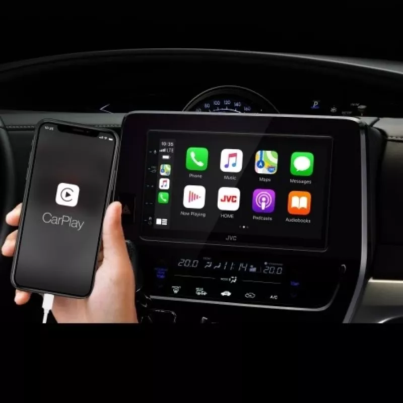 JVC KW-M560BT Receptor multimedia para coche con Bluetooth de 6.8 pulgadas, ecualizador de 13 bandas, Android Mirroring, 3 pre-outs y USB trasero