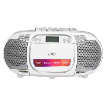 Reproductor de CD portátil JVC RC-E451W con radio FM/AM, entrada AUX, Bass Boost, blanco