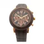 K&BROS Reloj unisex Cuarzo analógico 9427-4-710 43mm Acero inoxidable Esfera negra Correa de piel