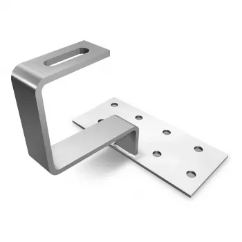 K2 Systems 1000001 gancho de tejado para tejas, acero inoxidable, placa base 150x60x5 mm, brazo 30x6 mm