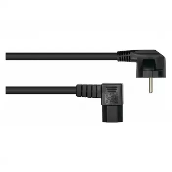 Kabelmeister cable de alimentación de 3m, CEE 7/7 Schuko a IEC C15, acodado 90°, negro