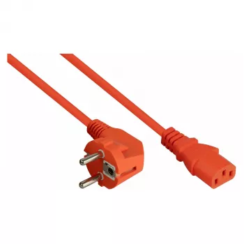 Kabelmeister cable de alimentación 3m Schuko (CEE 7/7) a C13, 90° acodado, naranja