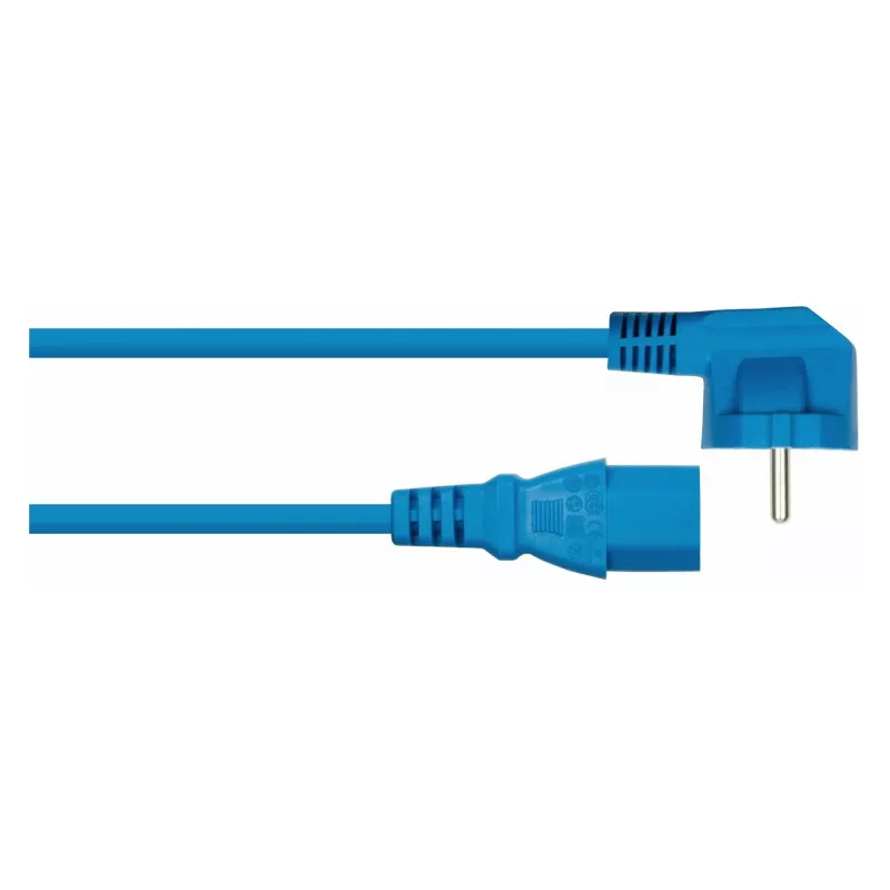 KABELMEISTER cable de alimentación Schuko acodado a C13 1,8 m azul