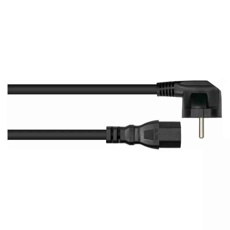 KABELMEISTER Cable de alimentación Schuko en ángulo a IEC C15 0,5 m Negro