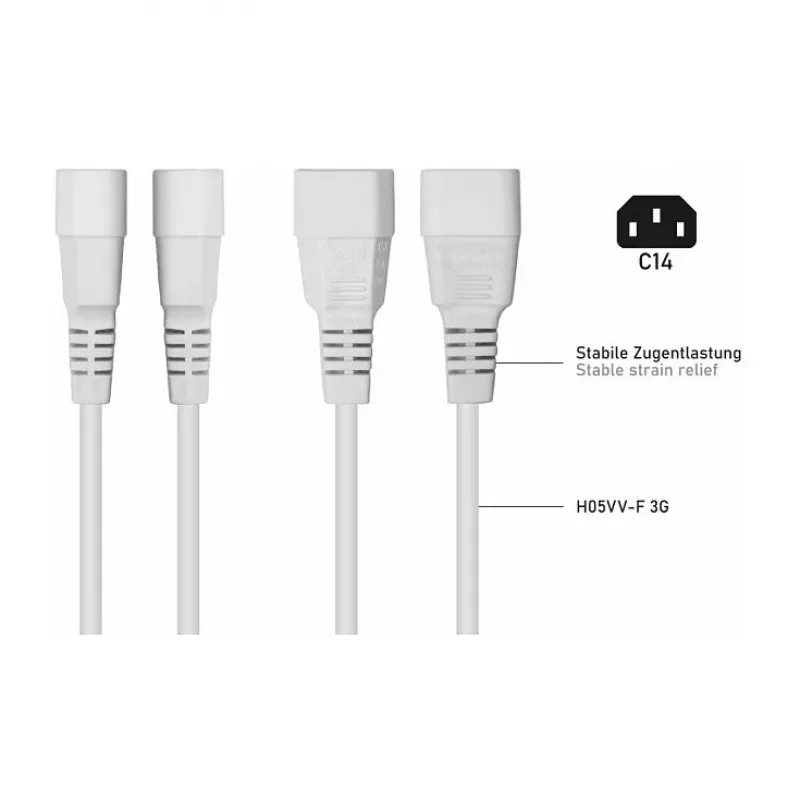 Kabelmeister Cable de extensión C14 a C13, blanco, 0,5 m