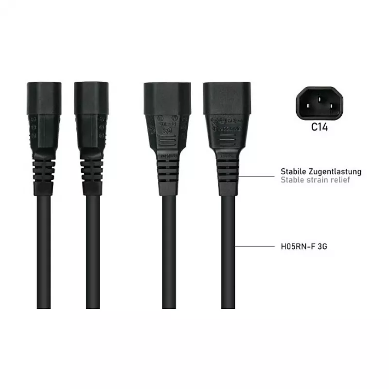Kabelmeister Cable de alimentación C14 a C15 Hot Condition 0,5m 10A 250V negro