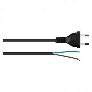Kabelmeister Cable de alimentación europeo con extremo abierto, H03VVH2-F, 2 x 0,75 mm², 3 m, negro