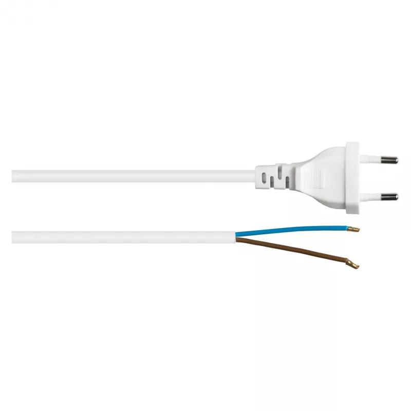 Kabelmeister Cable de alimentación Euro con extremo abierto, 3 m, blanco (H03VVH2-F)