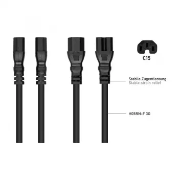Kabelmeister cable de alimentación IEC C14 a C15 3 m (SK1450-S030) – negro