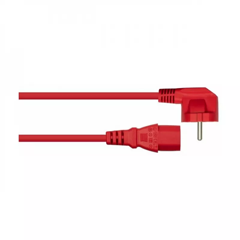 Kabelmeister cable de alimentación, conector macho Schuko (CEE 7/7) acodado 90° a IEC C13, rojo, 5m