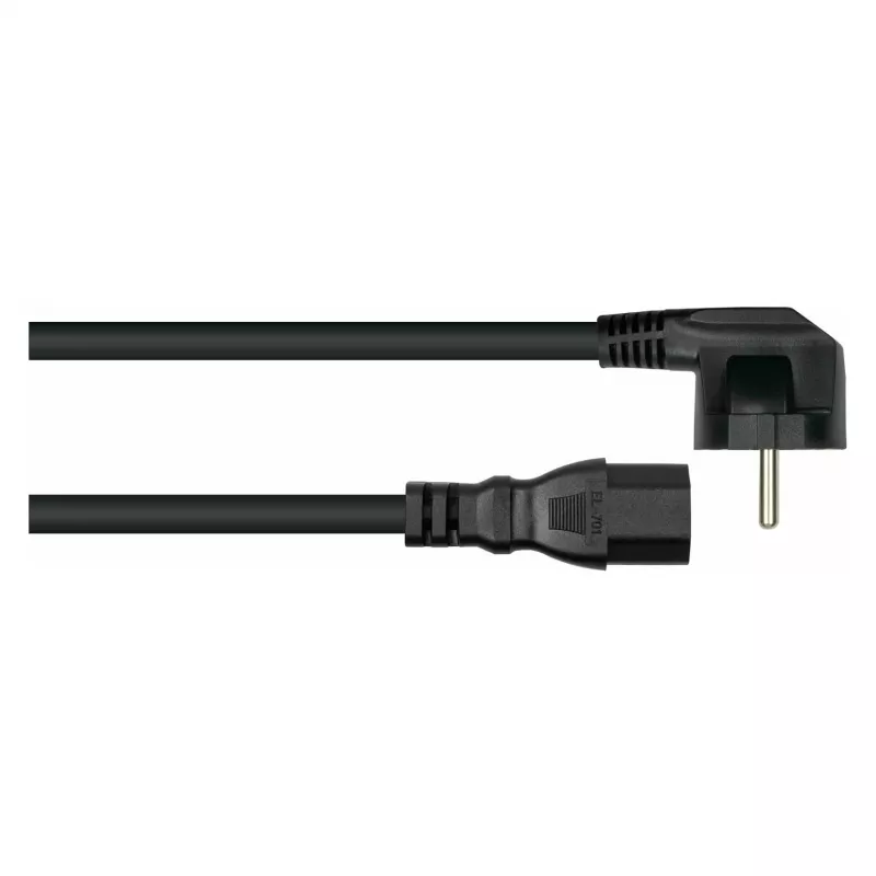 Kabelmeister Cable de corriente con conector macho Schuko acodado 90° a conector hembra C15, 3 m, negro