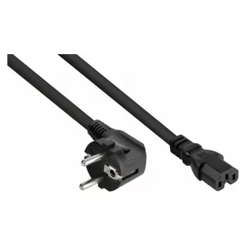 Kabelmeister Cable de corriente con conector macho Schuko acodado 90° a conector hembra C15, 3 m, negro
