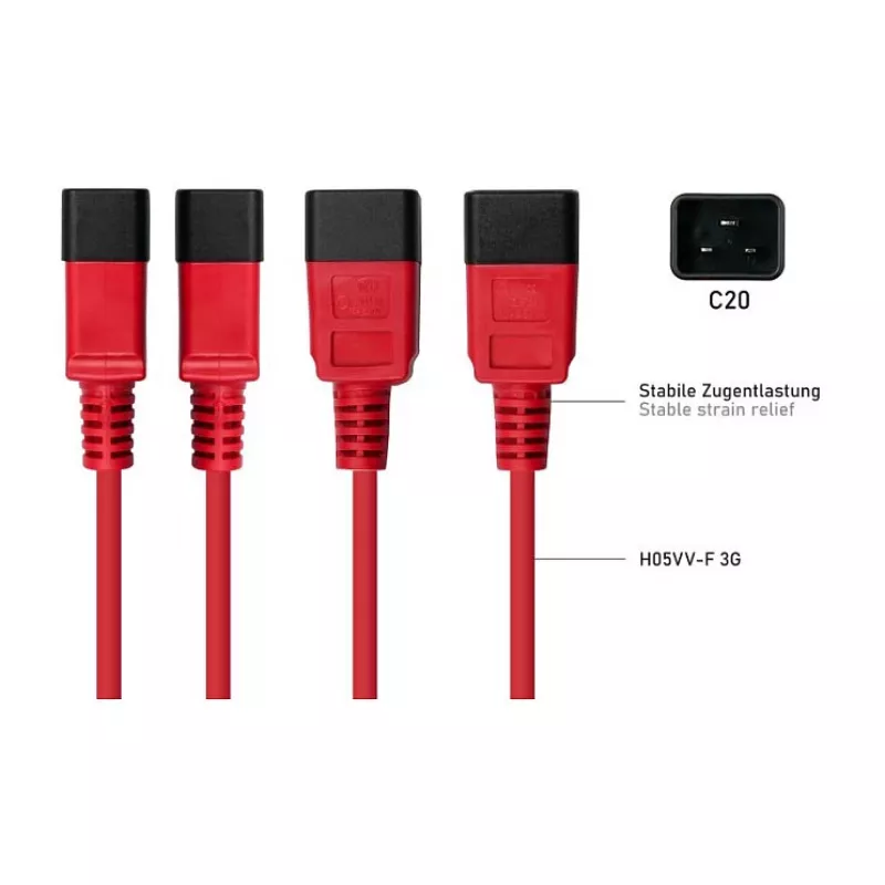 Kabelmeister Cable alargador de corriente C20 a C19, 2 m, negro