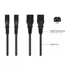 Kabelmeister Cable de distribución de corriente con conector macho Schuko (acodado 90°) a 2x IEC C13 en Y, 2m, negro