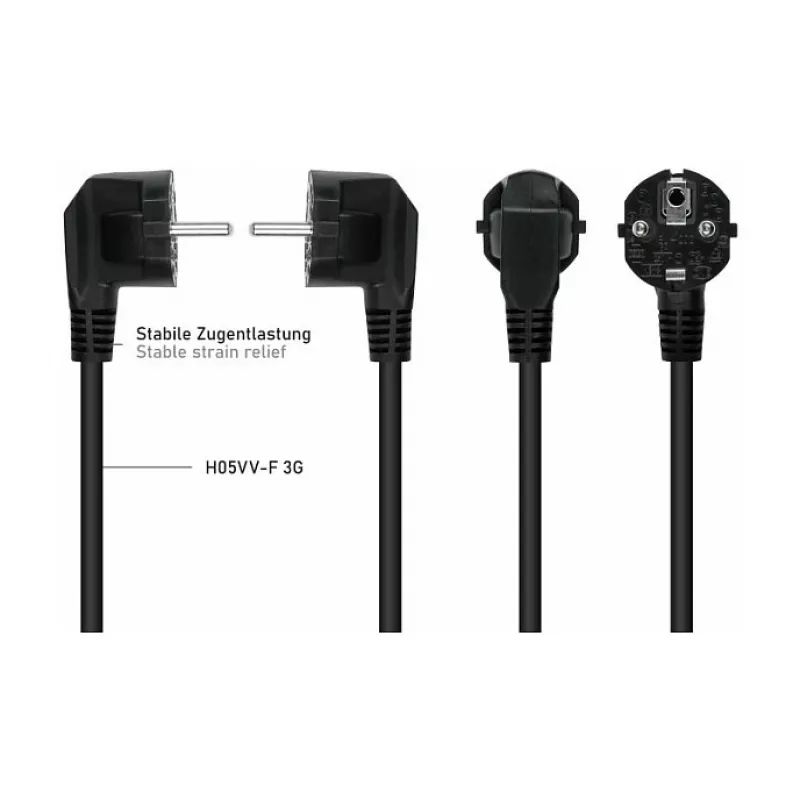 Kabelmeister Cable de distribución de corriente con conector macho Schuko (acodado 90°) a 2x IEC C13 en Y, 2m, negro