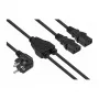 Kabelmeister Cable de distribución de corriente con conector macho Schuko (acodado 90°) a 2x IEC C13 en Y, 2m, negro