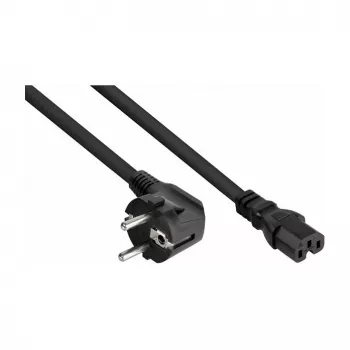 Kabelmeister Cable de alimentación Schuko con enchufe en ángulo de 90° a IEC C15, Negro, 1,8 m
