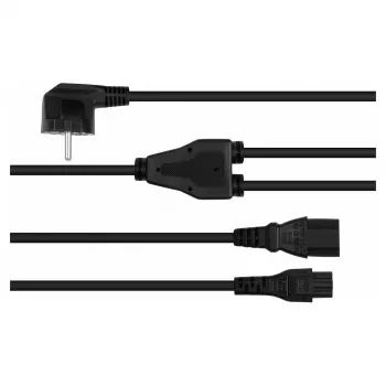 Kabelmeister Cable distribuidor de corriente Schuko, conector acodado 90° a C13 + C5, Negro, 2m