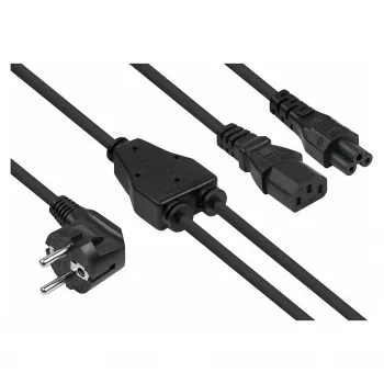 Kabelmeister Cable distribuidor de corriente Schuko, conector acodado 90° a C13 + C5, Negro, 2m