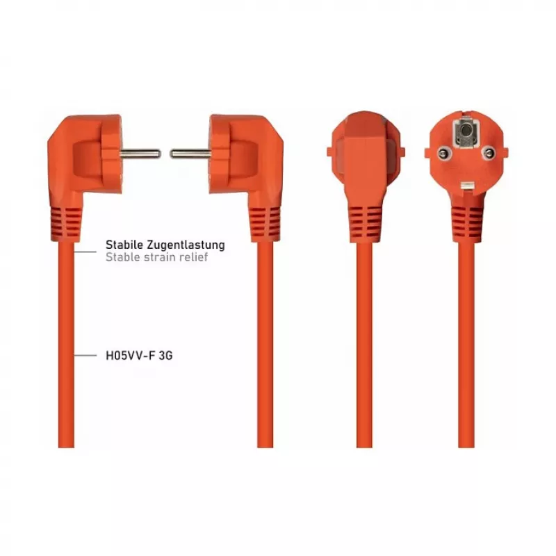 Kabelmeister cable de alimentación Schuko a C13 acodado 5 m naranja