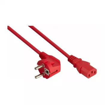Kabelmeister Cable de corriente Schuko a C13, acodado 90°, rojo, 3m
