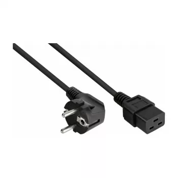 KABELMEISTER Cable de alimentación Schuko a IEC C19 0,5 m negro con codo de 90°